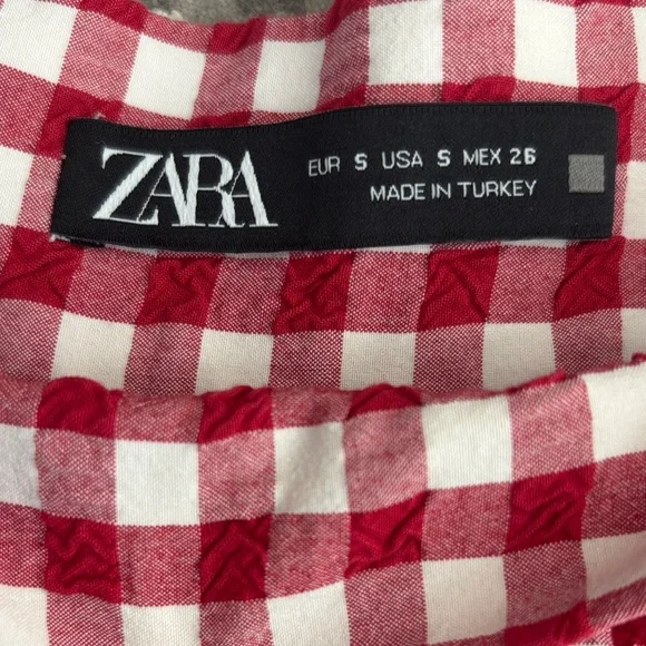 ZARA Gingham Pleated Skort Red & White Check Size S - Picture 9 of 11